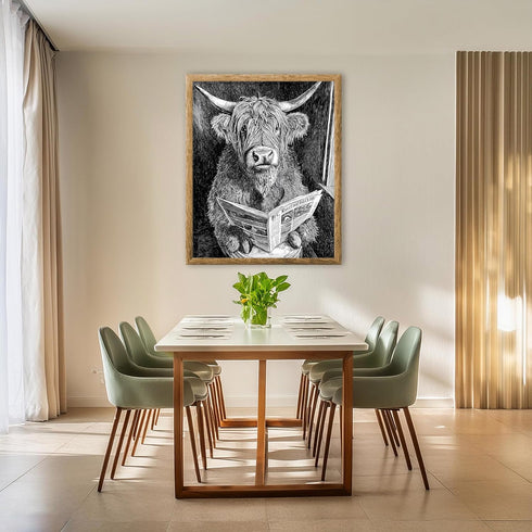 Posterizer 1 pcs-funny cute highland cow reading on toilet 5-Bathroom Restroom Art-Art for Animal Lovers-Decor for Home & Office- unframed wall ar...